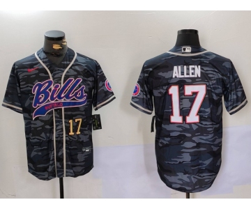 Men's Buffalo Bills #17 Josh Allen Camo Team Cool Base Stitched Baseball Jerseys