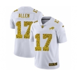 Men's Buffalo Bills #17 Josh Allen Flocked Leopard Print Vapor Limited Football Jersey White