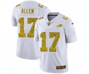 Men's Buffalo Bills #17 Josh Allen Flocked Leopard Print Vapor Limited Football Jersey White