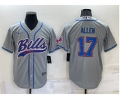 Men's Buffalo Bills #17 Josh Allen Grey Stitched Cool Base Nike Baseball Jersey