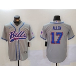 Men's Buffalo Bills #17 Josh Allen Grey Team Cool Base Stitched Baseball Jersey1