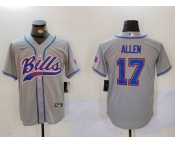 Men's Buffalo Bills #17 Josh Allen Grey Team Cool Base Stitched Baseball Jersey1