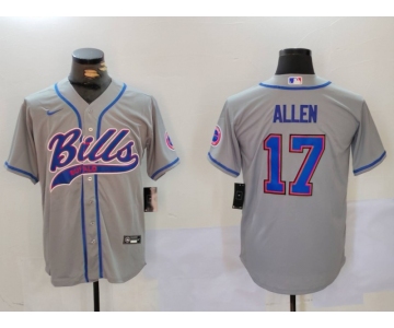 Men's Buffalo Bills #17 Josh Allen Grey Team Cool Base Stitched Baseball Jersey1