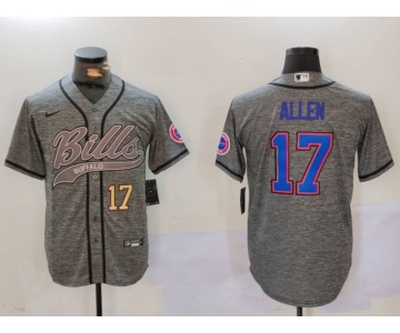 Mens Buffalo Bills #17 Josh Allen Grey Team Cool Base Stitched Baseball Jersey