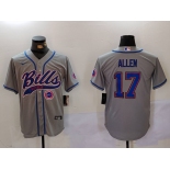 Men's Buffalo Bills #17 Josh Allen Grey Team Cool Base Stitched Baseball Jerseys