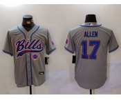 Men's Buffalo Bills #17 Josh Allen Grey Team Cool Base Stitched Baseball Jerseys