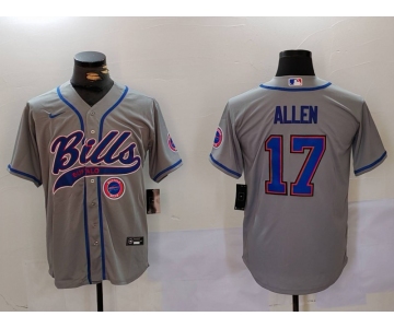 Men's Buffalo Bills #17 Josh Allen Grey Team Cool Base Stitched Baseball Jerseys