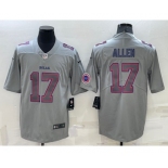 Men's Buffalo Bills #17 Josh Allen LOGO Grey Atmosphere Fashion 2022 Vapor Untouchable Stitched Limited Jersey