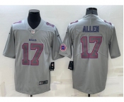 Men's Buffalo Bills #17 Josh Allen LOGO Grey Atmosphere Fashion 2022 Vapor Untouchable Stitched Limited Jersey