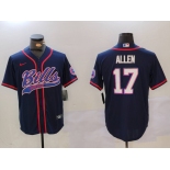 Men's Buffalo Bills #17 Josh Allen Navy Team Cool Base Stitched Baseball Jersey