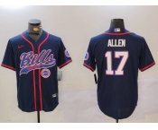 Men's Buffalo Bills #17 Josh Allen Navy Team Cool Base Stitched Baseball Jersey