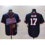 Men's Buffalo Bills #17 Josh Allen Navy Team Cool Base Stitched Baseball Jerseys