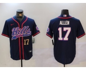 Men's Buffalo Bills #17 Josh Allen Navy Team Cool Base Stitched Baseball Jerseys