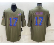 Men's Buffalo Bills #17 Josh Allen Olive Salute To Service Limited Stitched Jersey