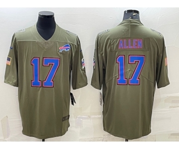 Men's Buffalo Bills #17 Josh Allen Olive Salute To Service Limited Stitched Jersey