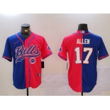 Men's Buffalo Bills #17 Josh Allen Red Blue Team Cool Base Stitched Baseball Jersey