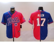 Men's Buffalo Bills #17 Josh Allen Red Blue Team Cool Base Stitched Baseball Jersey