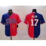 Men's Buffalo Bills #17 Josh Allen Red Blue Team Cool Base Stitched Baseball Jerseys