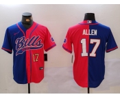 Men's Buffalo Bills #17 Josh Allen Red Blue Team Cool Base Stitched Baseball Jerseys