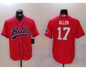 Men's Buffalo Bills #17 Josh Allen Red Cool Base Stitched Baseball Jersey