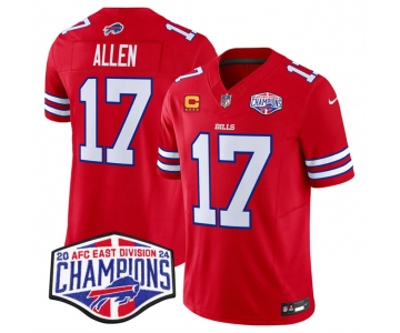 Men's Buffalo Bills #17 Josh Allen Red F.U.S.E. 2024 AFC East Division Champions With 4-Star C Ptach Vapor Limited Stitched Football Jersey