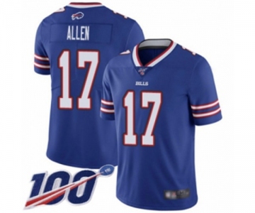 Men's Buffalo Bills #17 Josh Allen Royal Blue Team Color Vapor Untouchable Limited Player 100th Season Football Jersey