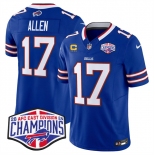 Men's Buffalo Bills #17 Josh Allen Royal F.U.S.E. 2024 AFC East Division Champions With 4-Star C Ptach Vapor Limited Stitched Football Jersey