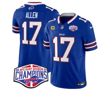 Men's Buffalo Bills #17 Josh Allen Royal F.U.S.E. 2024 AFC East Division Champions With 4-Star C Ptach Vapor Limited Stitched Football Jersey