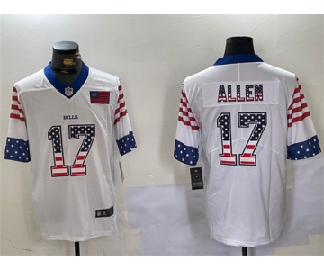 Men's Buffalo Bills #17 Josh Allen White 2019 USA Flag Fashion Limited Football Stitched Jersey