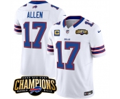 Men's Buffalo Bills #17 Josh Allen White 2023 F.U.S.E. AFC East Champions With 4-star C Ptach Football Stitched Jersey