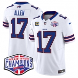 Men's Buffalo Bills #17 Josh Allen White F.U.S.E. 2024 AFC East Division Champions With 4-Star C Ptach Vapor Limited Stitched Football Jersey