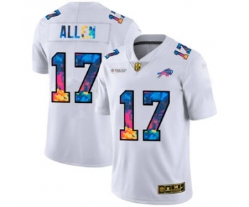 Men's Buffalo Bills #17 Josh Allen White Multi-Color 2020 Football Crucial Catch Limited Football Jersey