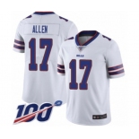 Men's Buffalo Bills #17 Josh Allen White Vapor Untouchable Limited Player 100th Season Football Jersey