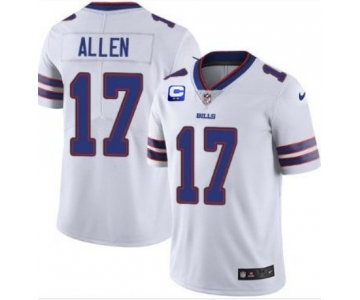 Men's Buffalo Bills #17 Josh Allen With C Patch White Vapor Untouchable Limited Stitched Jersey