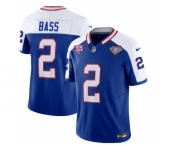 Men's Buffalo Bills #2 Tyler Bass Blue White 2023 F.U.S.E. 75th Anniversary Throwback Vapor Untouchable Limited Football Stitched Jersey