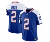 Men's Buffalo Bills #2 Tyler Bass Blue White 2023 F.U.S.E. Throwback Vapor Untouchable Limited Football Stitched Jersey