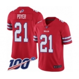 Men's Buffalo Bills #21 Jordan Poyer Limited Red Rush Vapor Untouchable 100th Season Football Jersey