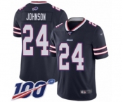 Men's Buffalo Bills #24 Taron Johnson Limited Navy Blue Inverted Legend 100th Season Football Jersey