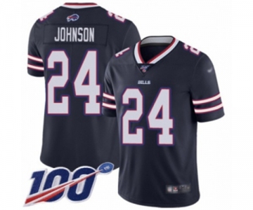 Men's Buffalo Bills #24 Taron Johnson Limited Navy Blue Inverted Legend 100th Season Football Jersey