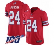 Men's Buffalo Bills #24 Taron Johnson Limited Red Rush Vapor Untouchable 100th Season Football Jersey