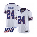 Men's Buffalo Bills #24 Taron Johnson White Vapor Untouchable Limited Player 100th Season Football Jersey