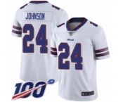 Men's Buffalo Bills #24 Taron Johnson White Vapor Untouchable Limited Player 100th Season Football Jersey