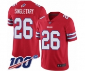 Men's Buffalo Bills #26 Devin Singletary Limited Red Rush Vapor Untouchable 100th Season Football Jersey