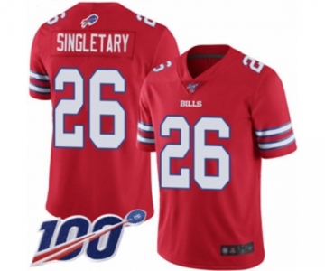 Men's Buffalo Bills #26 Devin Singletary Limited Red Rush Vapor Untouchable 100th Season Football Jersey