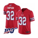 Men's Buffalo Bills #32 O. J. Simpson Limited Red Rush Vapor Untouchable 100th Season Football Jersey