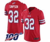 Men's Buffalo Bills #32 O. J. Simpson Limited Red Rush Vapor Untouchable 100th Season Football Jersey