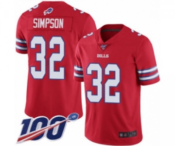 Men's Buffalo Bills #32 O. J. Simpson Limited Red Rush Vapor Untouchable 100th Season Football Jersey