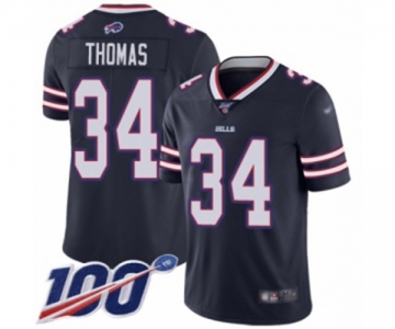 Men's Buffalo Bills #34 Thurman Thomas Limited Navy Blue Inverted Legend 100th Season Football Jersey