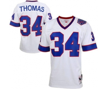 Men's Buffalo Bills #34 Thurman Thomas White Mitchell & Ness Throwback Stitched Football Jersey