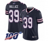 Men's Buffalo Bills #39 Levi Wallace Limited Navy Blue Inverted Legend 100th Season Football Jersey